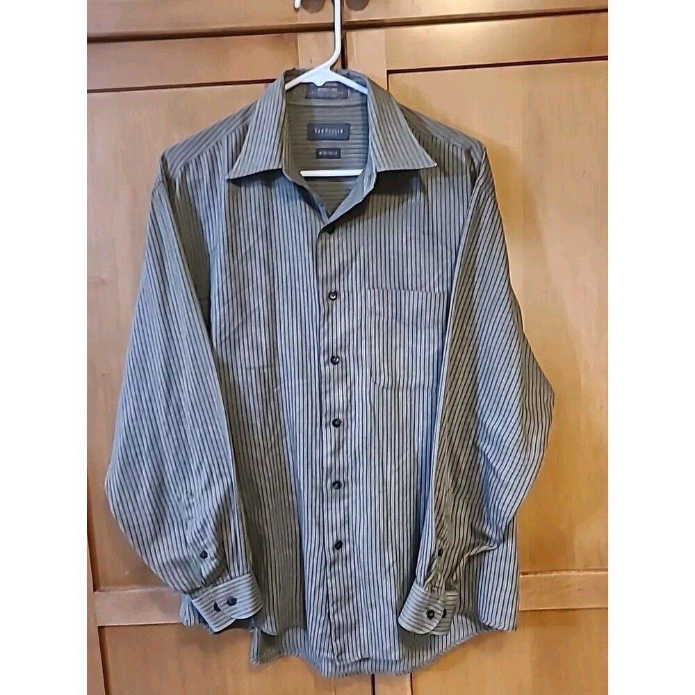 Van Heusen* Classic Fit *Wrinkle Free Shirt *Beige Lined *Mens*M 15*15 1/2 32/33